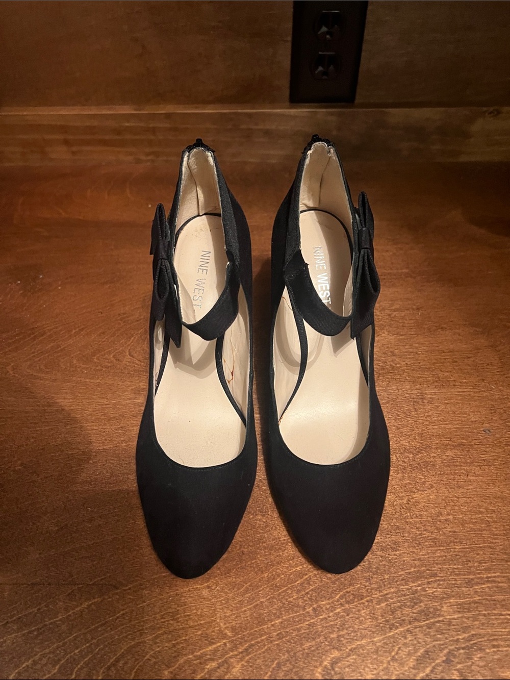 Nine West Black Bow Ankle-Strap Pumps